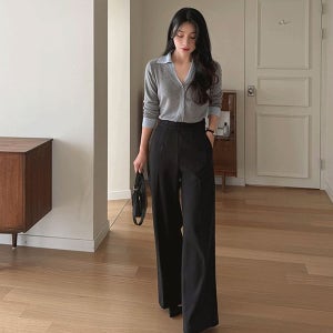 내일도착 슬랙스 [새해 특별가🌅][정석슬랙스/겨울바지] (속기모)루시드 옆지퍼 와이드 슬랙스(S~L)