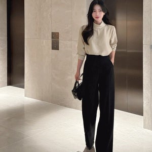 내일도착 슬랙스 [새해 특별가🌅][가을ㆍ겨울 출근🤎하객룩]루시드 옆지퍼 와이드 슬랙스(S~L)