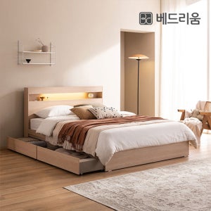 [베드리움] 파인드 LED 서랍형 침대 (Q) + NEW 노블아워 코어 서포트 유로탑