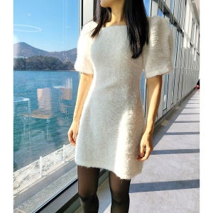 내일도착 미니원피스 스노우 부클 미니 원피스 하객룩 연말룩 파티룩 데이트룩