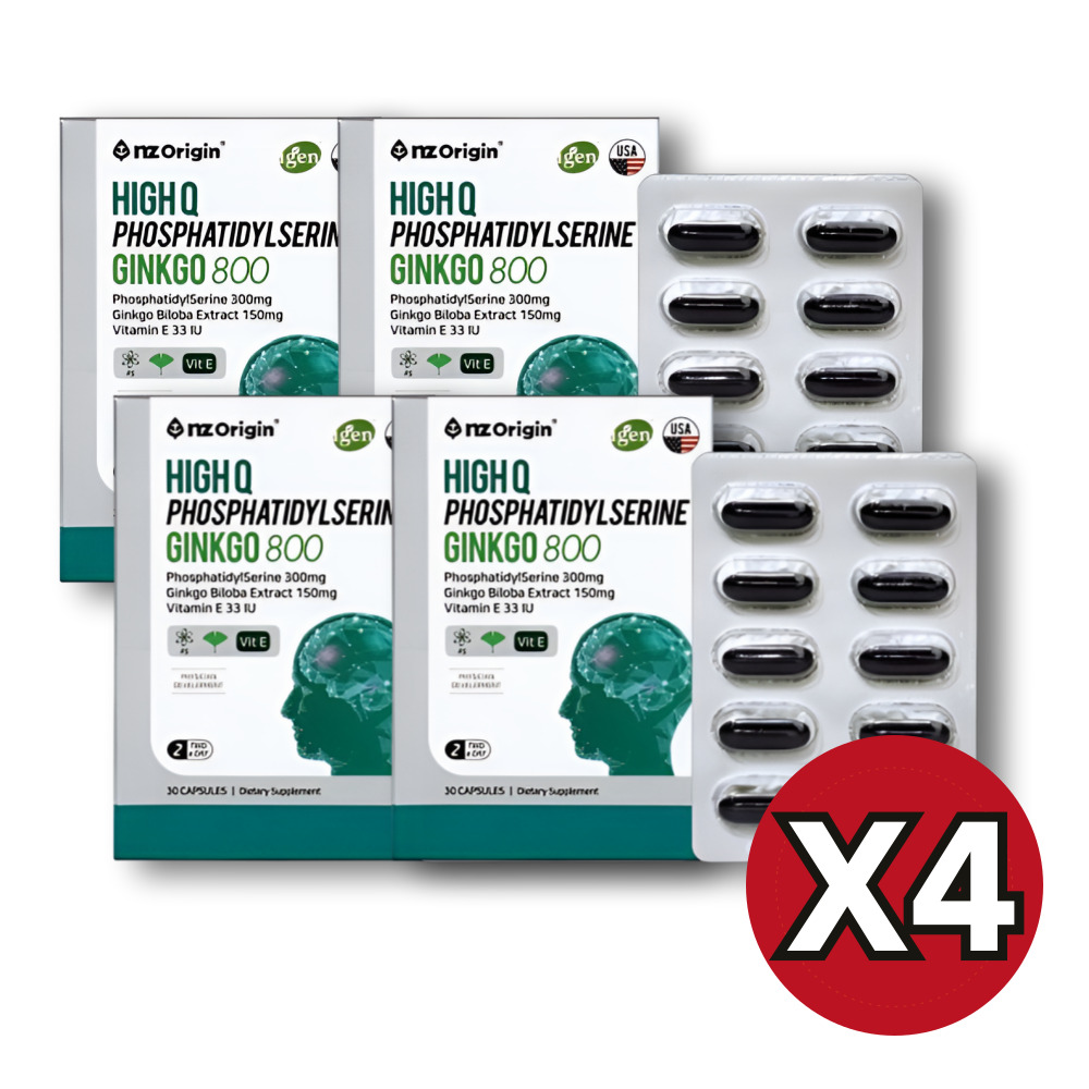 포스파티딜세린 징코 혈액순환 혈행 개선 영양제 <b>은행잎추출물</b>  120정  4개