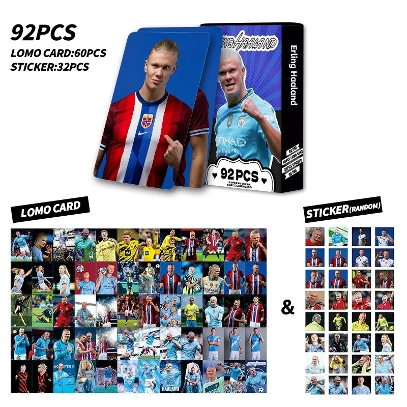쿠쿠스토어 92PCS 축구 스타 카드 메시 호날두 Mbappé Haaland Jude Bellingham LaCardmine 미니 컬렉션 팬  10 Style 7