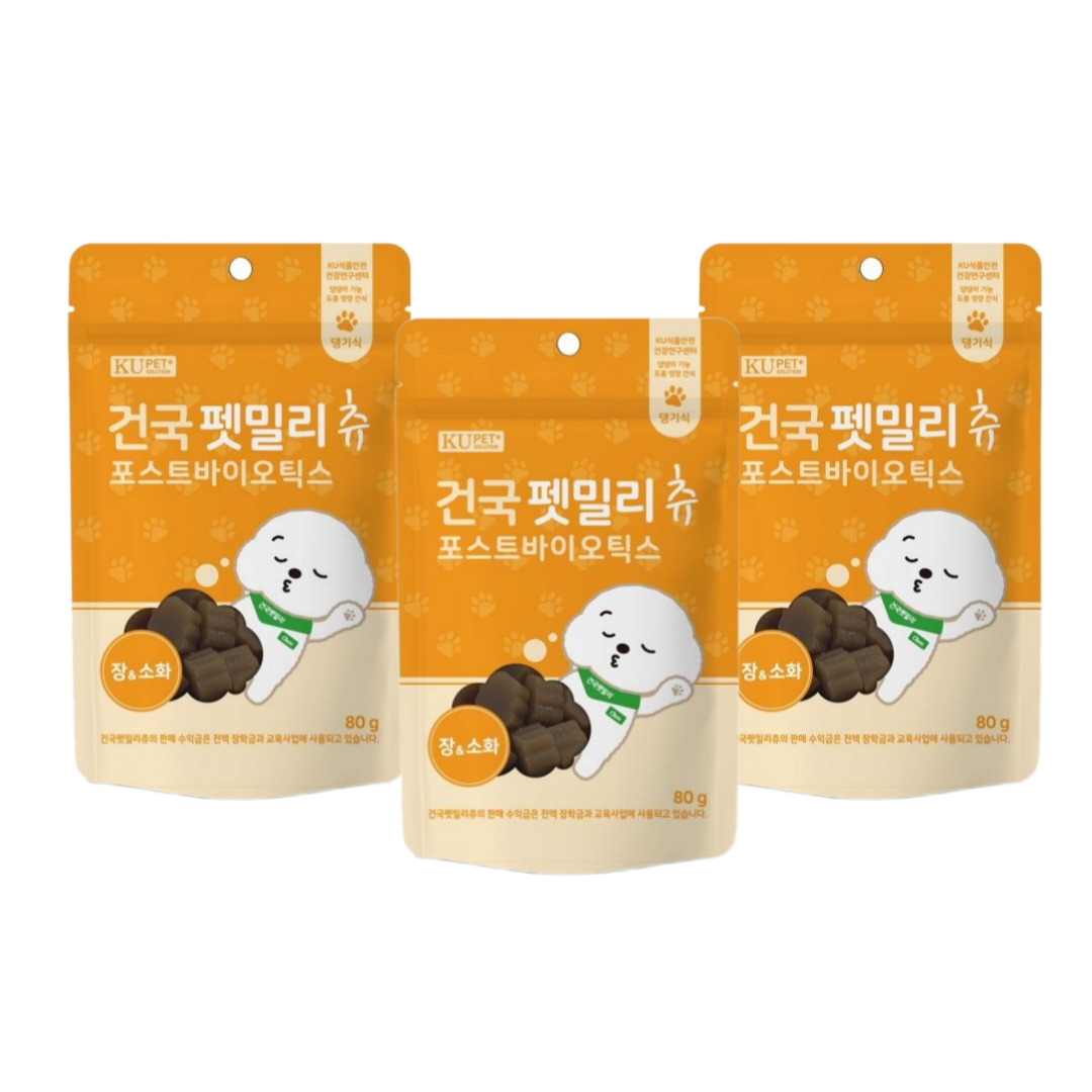 건국펫밀리츄 장<b>건강</b> 댕기식 <b>프로바이오틱스</b> 80g 3개  닭