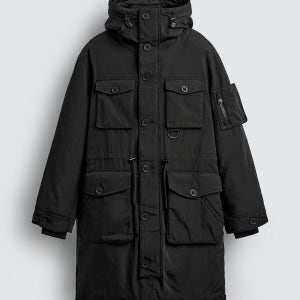 자라 방수 테크니컬 스트링 패딩 파카 4695/245 BLACK_P0184695245BLACK