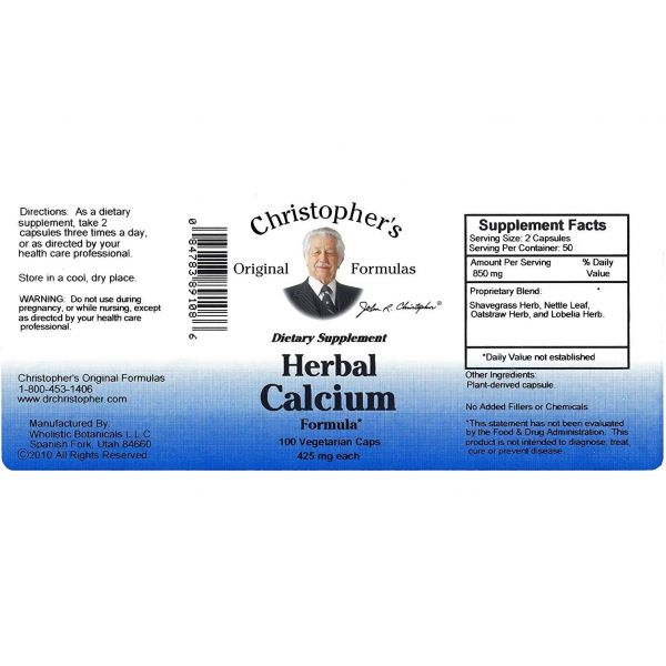 전달 크리스토퍼 오리지널 <b>포뮬러</b> <b>허브 칼슘</b> 제 100캡 1팩  1개