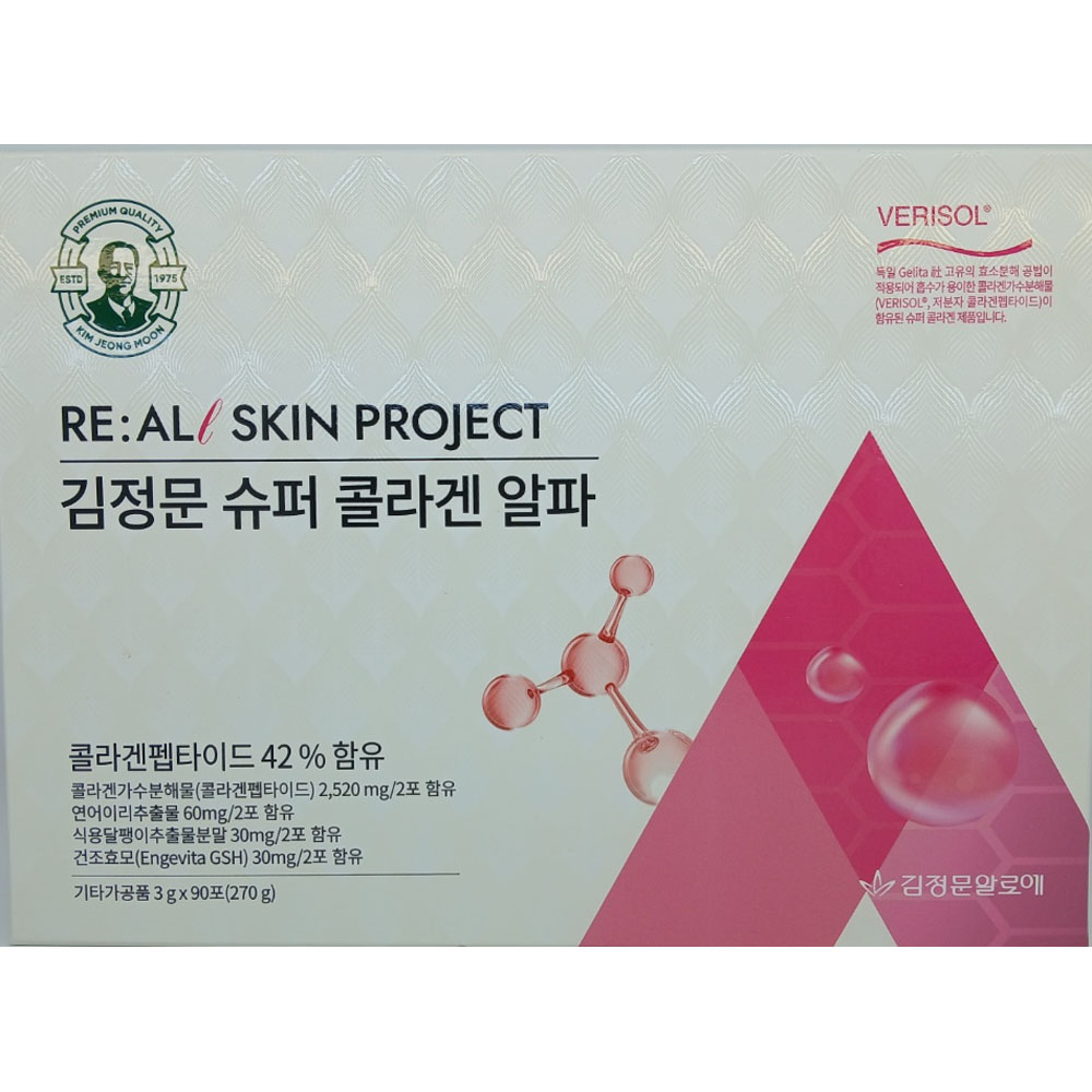 김정문알로에 슈퍼 <b>콜라겐</b> 알파 3g X 90포(270g) 마스크증정  1개  90회분
