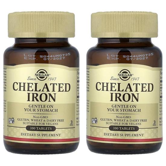 해외배송 Solgar 솔가 <b>킬레이트 아이언</b> 철분 25mg 100정 2개