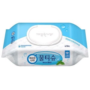 깨끗한나라 ★특가★[깨끗한나라] 페퍼민트 엠보싱 물티슈 캡형70매x10개