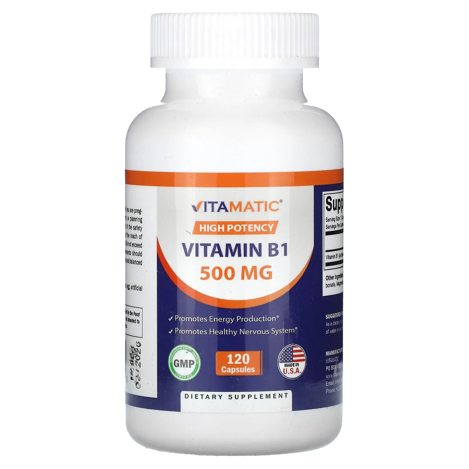 겨울엔 따뜻하게 Vitamatic 고효능 비타민B1 500mg 캡슐 120정 건강을 최대한 생각하며  Vitamatic고효능비타민<b>B1500mg</b>캡슐120정  1개