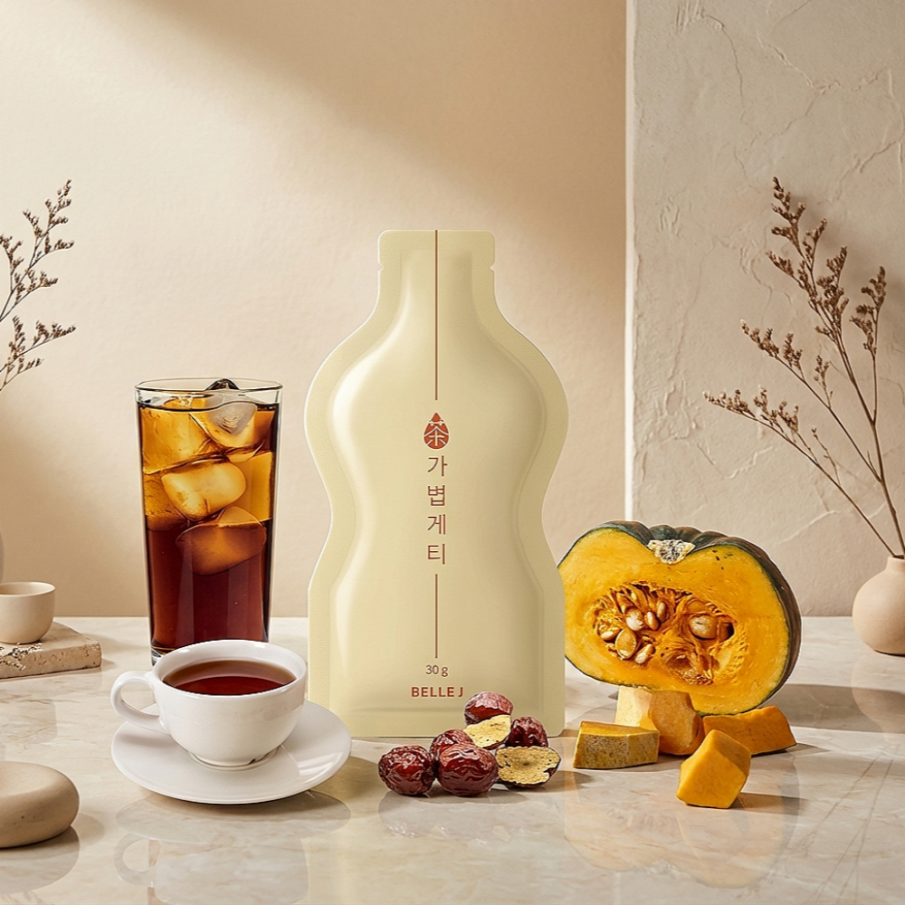 벨르제이 가볍게티 호박차 <b>붓기</b> 완화 얼굴 <b>부종</b> 관리 마시는 차 다이어트 티 액상차  1개  10개입  30g