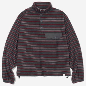 키지코 Ke306-Stripe Fleece Anorak Charcoal