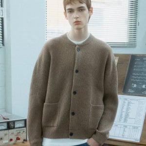 [디써티원] DTO Wappen Crewneck Wool Cardigan_Brown DU23WK1002BW