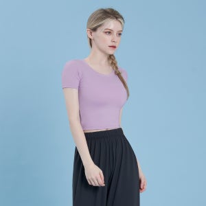 제로 올데이 크롭 여성티 추천 반팔티셔츠 라이트퍼플 브랜드