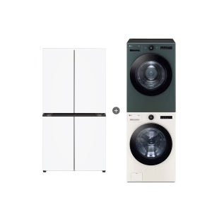 LG 디오스 오브제컬렉션 매직스페이스 냉장고 + LG 트롬 세탁기건조기 세트 (T875MHH111 + FX24ENE-GNG)
