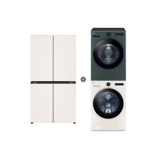 LG 디오스 오브제컬렉션 매직스페이스 냉장고 + LG 트롬 세탁기건조기 세트 (T875MEE111 + FX24ENE-GNG)