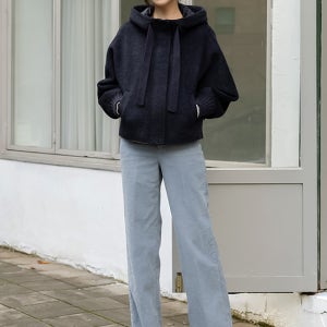 C 덕다운배색 울100 후드점퍼연말 Sale[JP222J11]