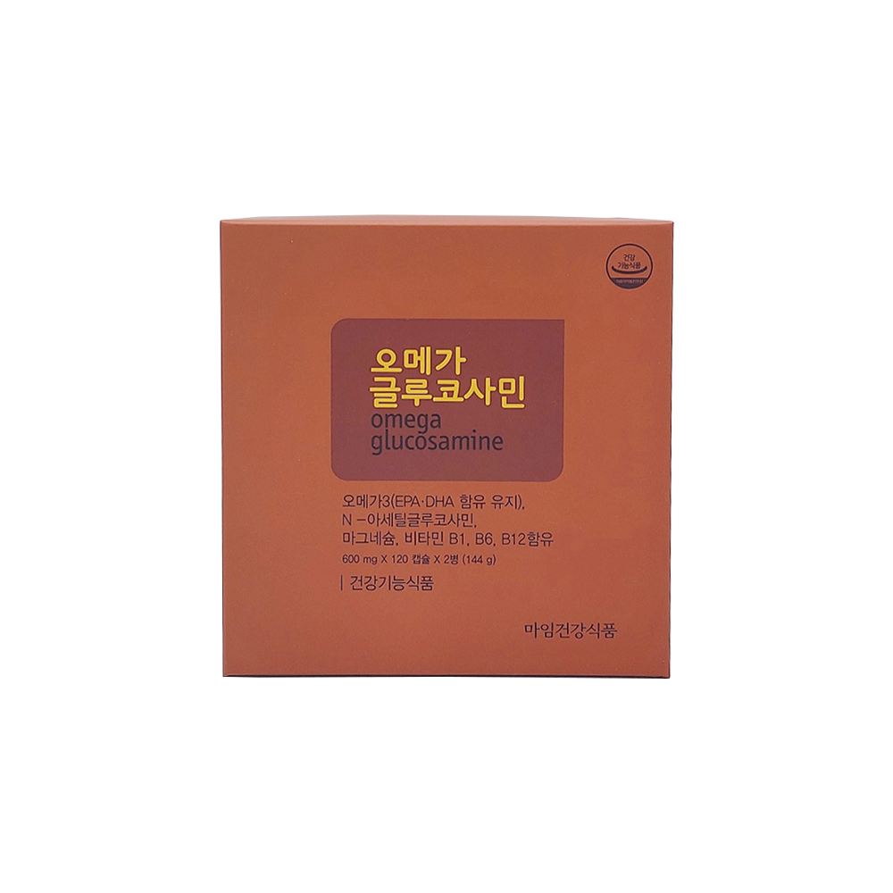<b>마임</b> 오메가 글루코사민 600mgx120캡슐x2병(60일분)/혈행 <b>관절</b> 연골건강  2개