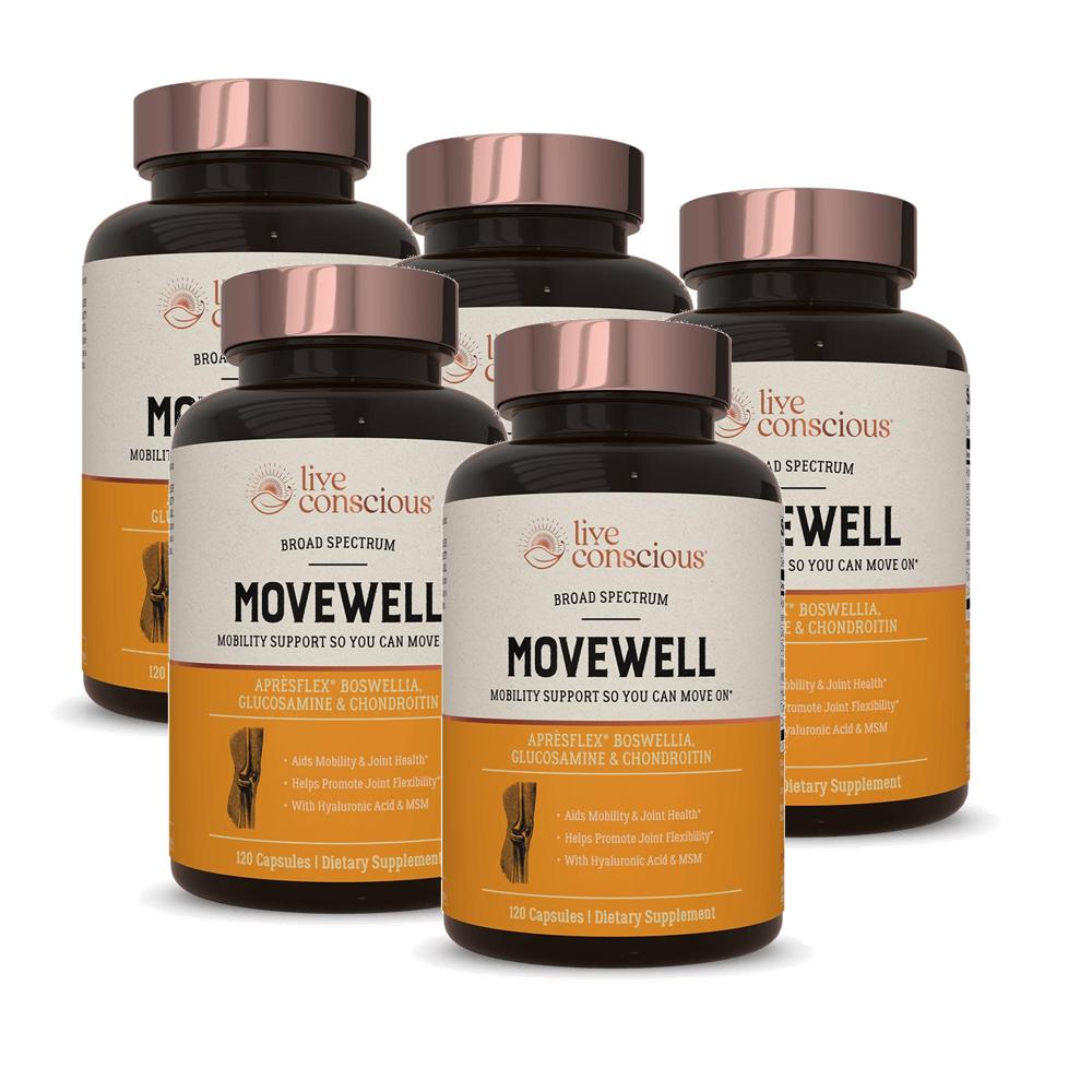 라이브 컨셔스 무브웰 글루코사민 콘드로이틴 MSM 히알루론산 캡슐 <b>Live Conscious</b> Movewell  5개  120정