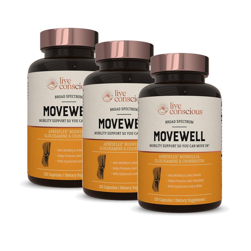 라이브 컨셔스 무브웰 글루코사민 콘드로이틴 MSM 히알루론산 캡슐 <b>Live Conscious</b> Movewell  3개  120정