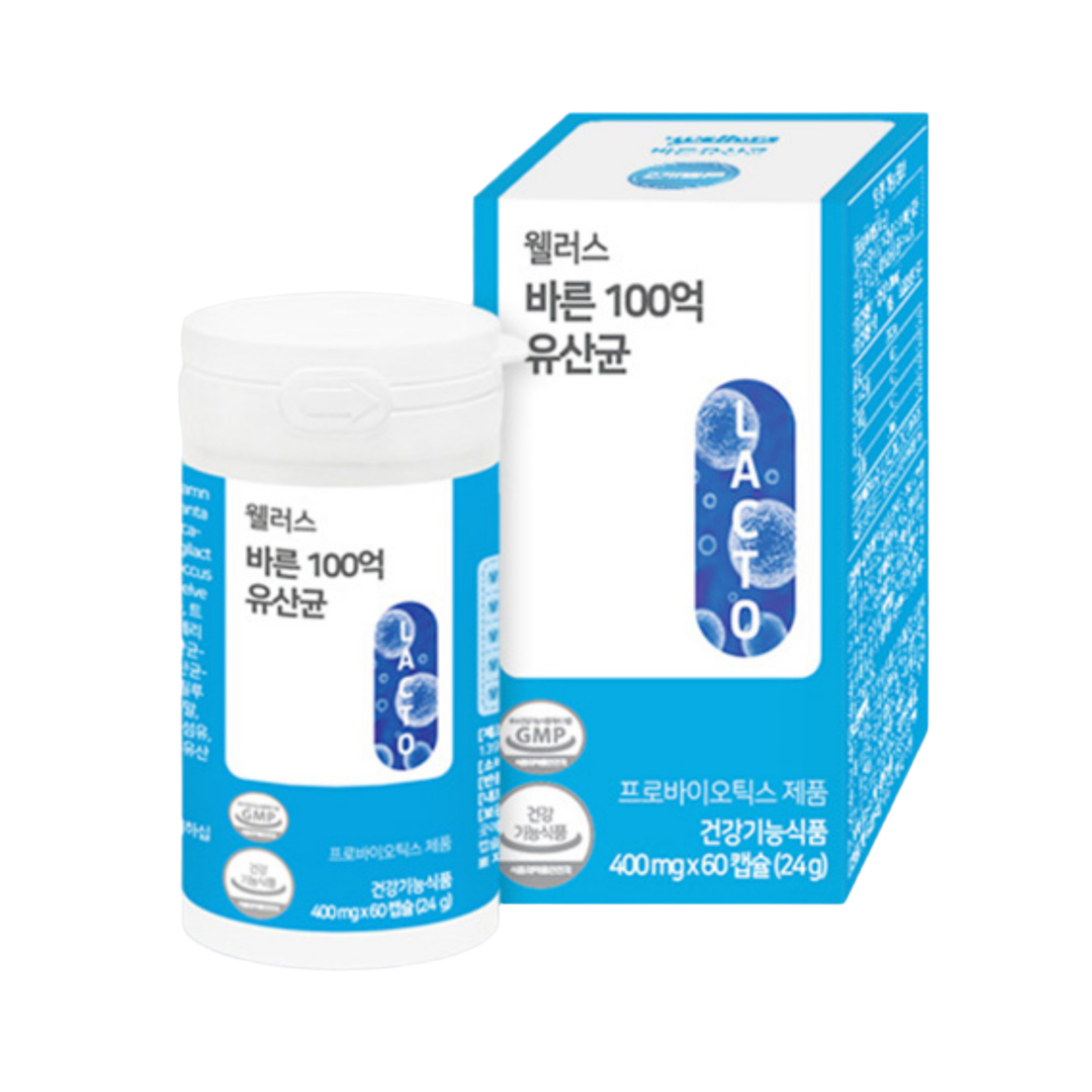웰러스 <b>바른</b> 100억 <b>대장</b>유산균 <b>과민성대장</b>유산균 400mg