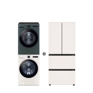 LG 트롬 오브제컬렉션 세탁기건조기 세트 + LG 디오스 김치톡톡 (FX24ENE-GNG + Z408MEEF23)