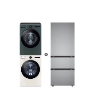 LG 트롬 오브제컬렉션 세탁기건조기 세트 + LG 디오스 김치톡톡 (FX24ENE-GNG + Z330MPSF11)