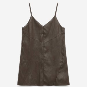 [AD HOC]시크 무드 페이크 레더 V넥 슬립 원피스(HBBOPA1)(K1763704025555081BR01)