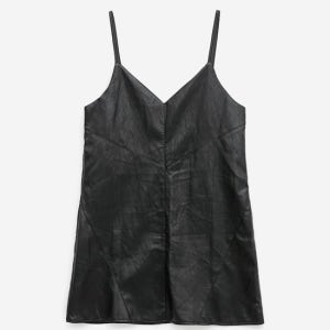 [AD HOC]시크 무드 페이크 레더 V넥 슬립 원피스(HBBOPA1)(K1763704025555081BK01)