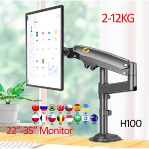 NB NEW H100 22-35’ 가스 스프링 모니터 홀더 암 풀 모션 LCD TV 마운트 2-12kg 인체공학적 듀얼 암 클램프 브래킷 USB3