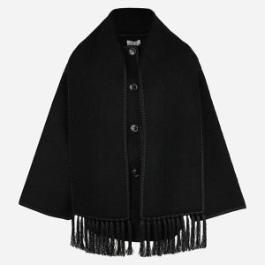 토템 [카드 7% 추가할인][토템]5F 244 WRO918 FB0292 001 엠브로이더드 스카프 울 자켓 블랙