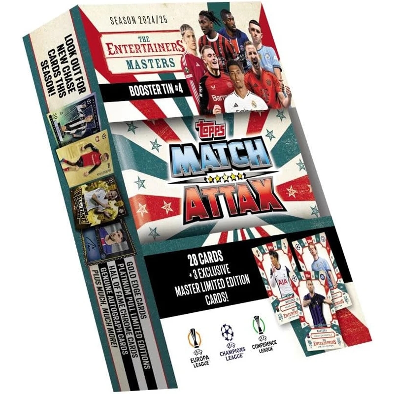2024-2025 Topps Match Attax Football 미니 부스터 주석 상자 컬렉션 카드 28card 3 독점 제한 어린이 선  03 Booster Tin2