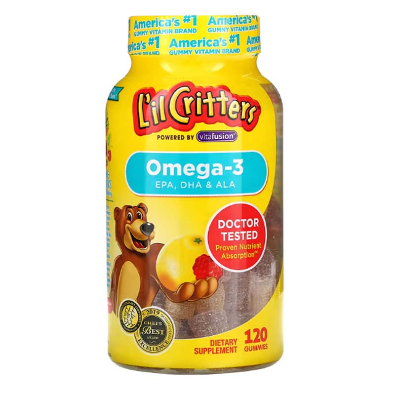 릴크리터스 어린이 <b>오메가3</b> 릴크리터스 라즈베리-레모네이드 맛 구미젤리 <b>120개</b> x2ea