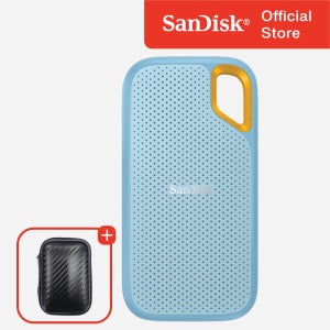 샌디스크 외장 SSD E61 익스트림 포터블 대용량 고성능 + 보관 케이스 패키지  4TB  스카이블루