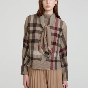 [닥스 여성] [가격인하][스테디셀러][플리츠]베이지 체크 원피스(원피스탑스카프 3P 구성) WKDR4DP71I2