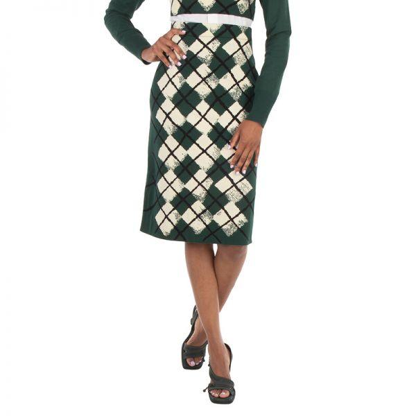 버버리 우먼 Argyle Intarsia Knitted 미디 스커트 Size 미디움 8081136 394407