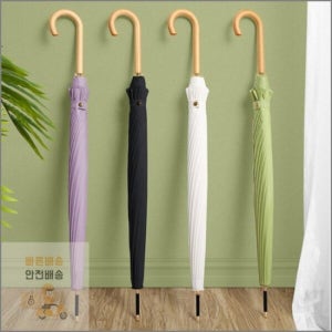 (모노무드) MNO 튼튼한 장우산 우산 16살대 파스텔 우드 그립 손잡이 우양산