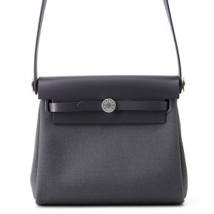 HERMES Herbag 지퍼 슬레이트 캔버스 밀리터리 카우하이드 헌터 레더 사이즈 미니