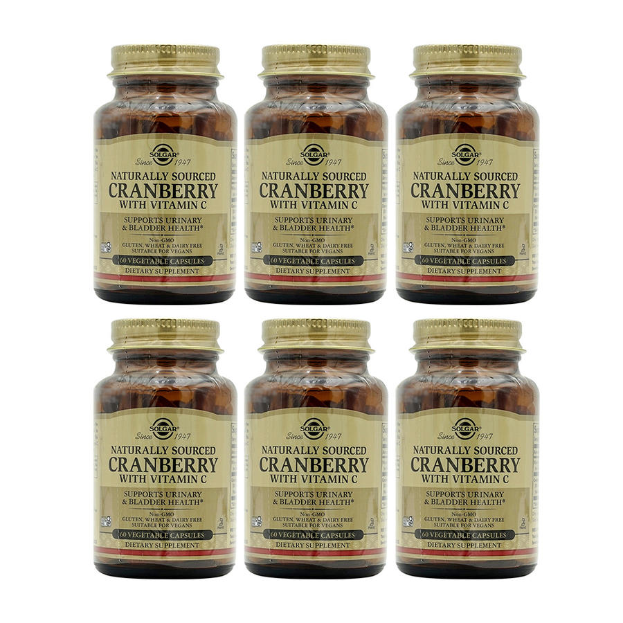 6개 솔가 내추럴리 소스드 <b>크랜베리 위드 비타민 C</b> 60 베지캡슐 영양제 Solgar