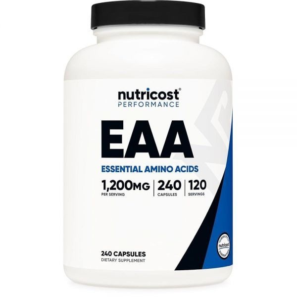 Nutricost EAA 캡슐 1200mg, 240캡슐 - 필수 아미노산, 120회 분량 GMO 프리, 글루텐 프리 및 비건