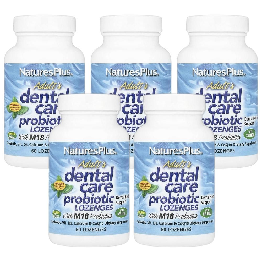 <b>네이처스플러스</b> NaturesPlus 성인용 <b>치아</b> 케어 프로바이오틱 사탕 정제 페퍼민트 60정 5개