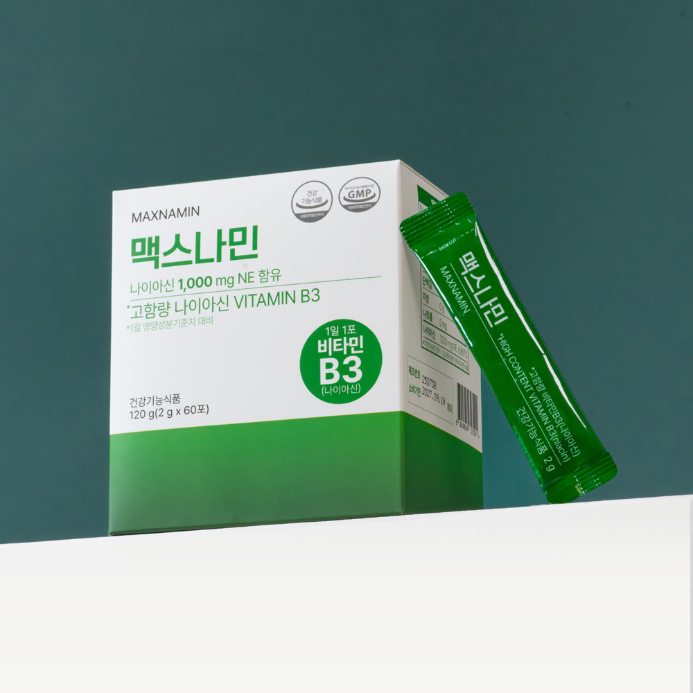 맥스나민(MaxNAMIN) 고용량 <b>비타민 B3</b> 1000g 니코틴산아미드  1개  60회분