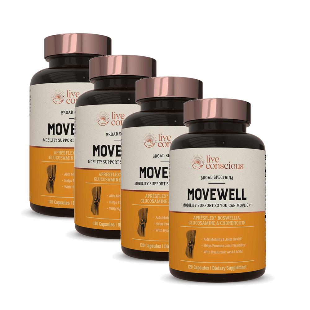 라이브 컨셔스 무브웰 글루코사민 콘드로이틴 MSM 히알루론산 캡슐 <b>Live Conscious</b> Movewell  4개  120정