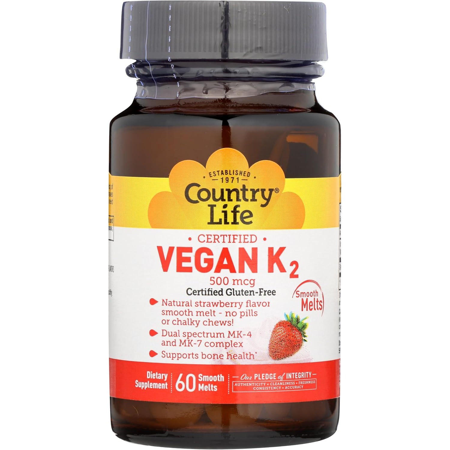 <b>컨트리라이프 비타민K2</b> 500mcg MK-4 MK-7 딸기맛 60정  1개