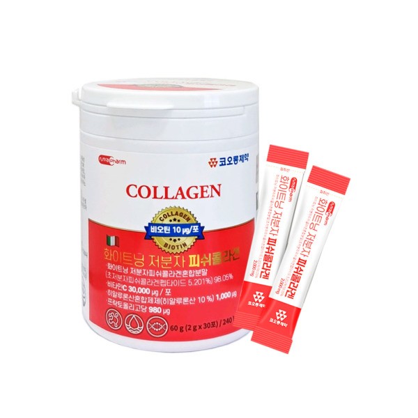 코오롱제약 화이트닝 저분자 피쉬콜라겐 30포, 4개