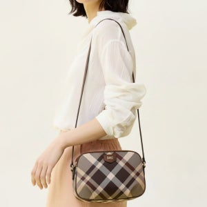 [닥스 액세서리] [TARTAN CHECK JQD] 브라운 체크 가죽배색 자카드 크로스백 DCBA6E945W2