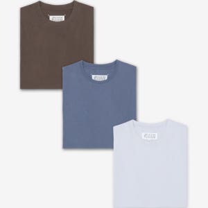 [메종 마르지엘라] 3팩 숏 슬리브 반소매 티셔츠 - 화이트:블루:브라운 / S50GC0710S23973970 S50GC0710S23973970SS26