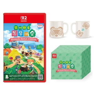 닌텐도 스위치2 모여봐요 동물의 숲 한글판 게임 칩 팩 머그컵 특전