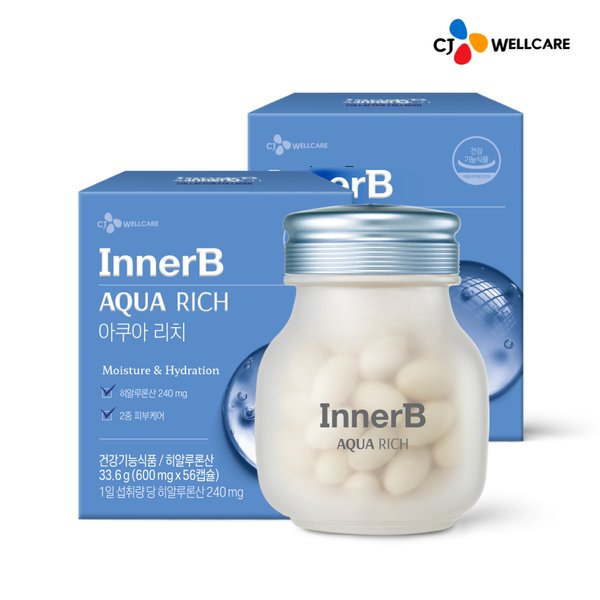 (<b>CJ웰케어</b>)이너비 아쿠아리치 먹는 <b>히알루론산</b> 56캡슐 x 2개