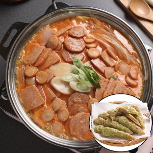 가성비 홈파티 안주 세트(네가지 소시지 부대찌개 1kg + 바삭 고추 군만두 1kg)