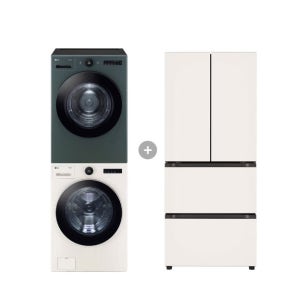 LG 트롬 오브제컬렉션 세탁기건조기 세트 + LG 디오스 김치톡톡 (FX24ENE-GNG + Z408MEEF23)